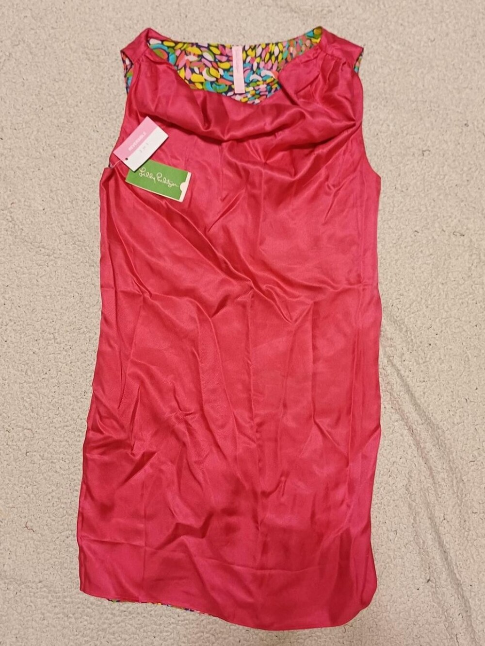Lilly Pulitzer Bright Pink And Color Splash Reversible Dress